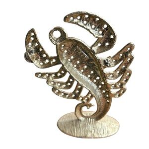 Vintage Scorpio Zodiac jewelry holder-Gold tone Metal Earrings stand-Astrology